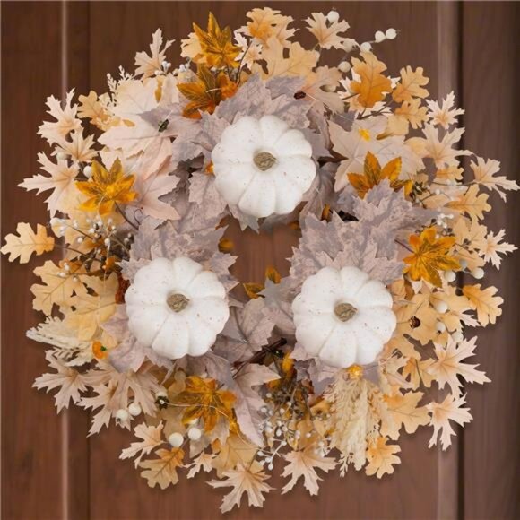 Outdoor Large 26 inch Fall Wreath‎ with Lights for Front Door Home, Fall Decor - Picture 1 of 7